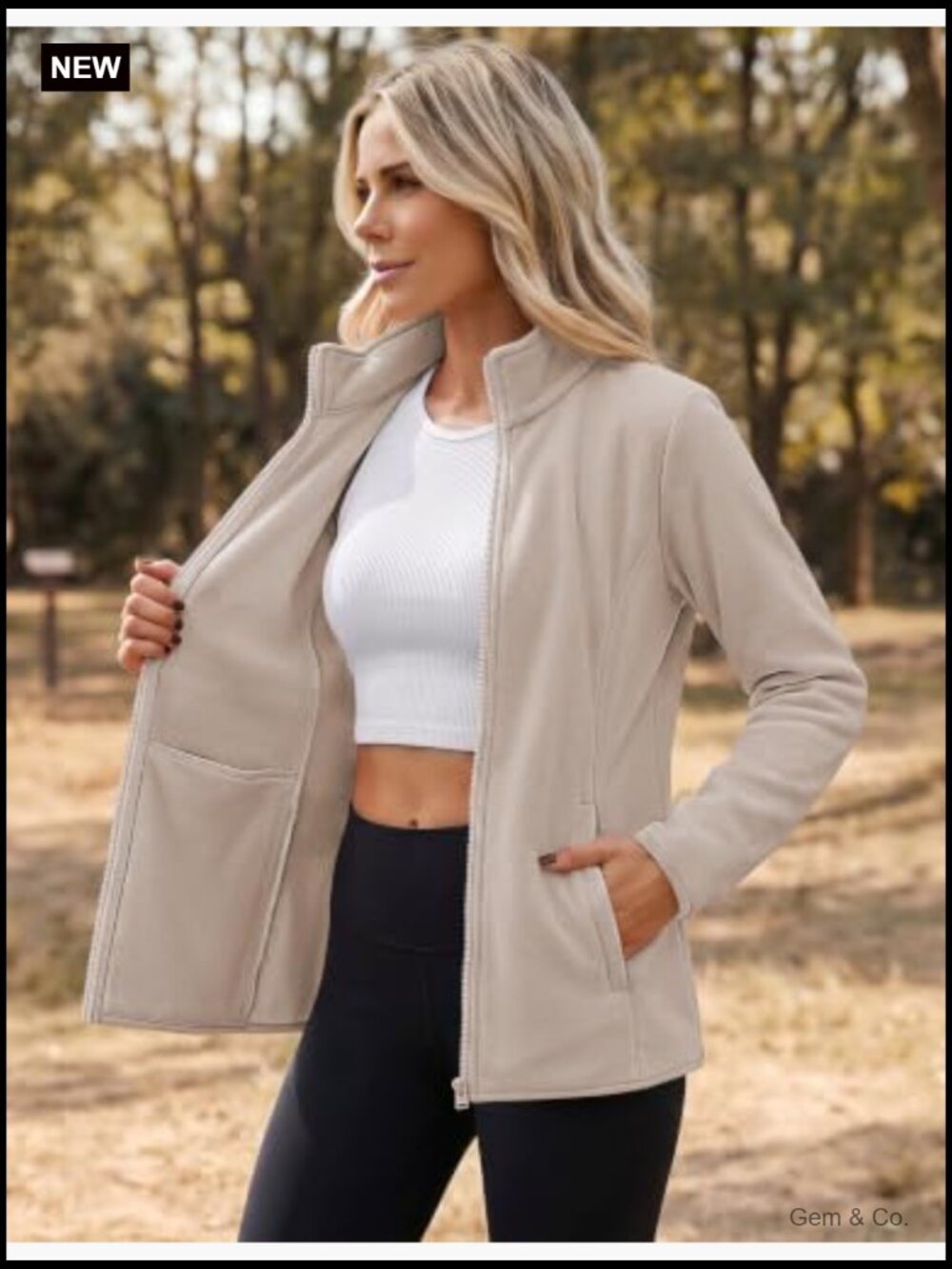 Lightweight Full Zip Fleece Jacket with Pockets Long Sleeve Warm Fall Outwear - Picture 4 of 7